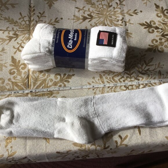 New Dia-Medic White Socks - 3 Pack - Non-Binding - Size 9 - 11 - Picture 6 of 8